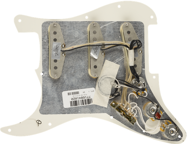 Fender Pre-Wired Strat Pickguard, Custom Shop Custom '69 SSS, Parchment 11 Hole PG