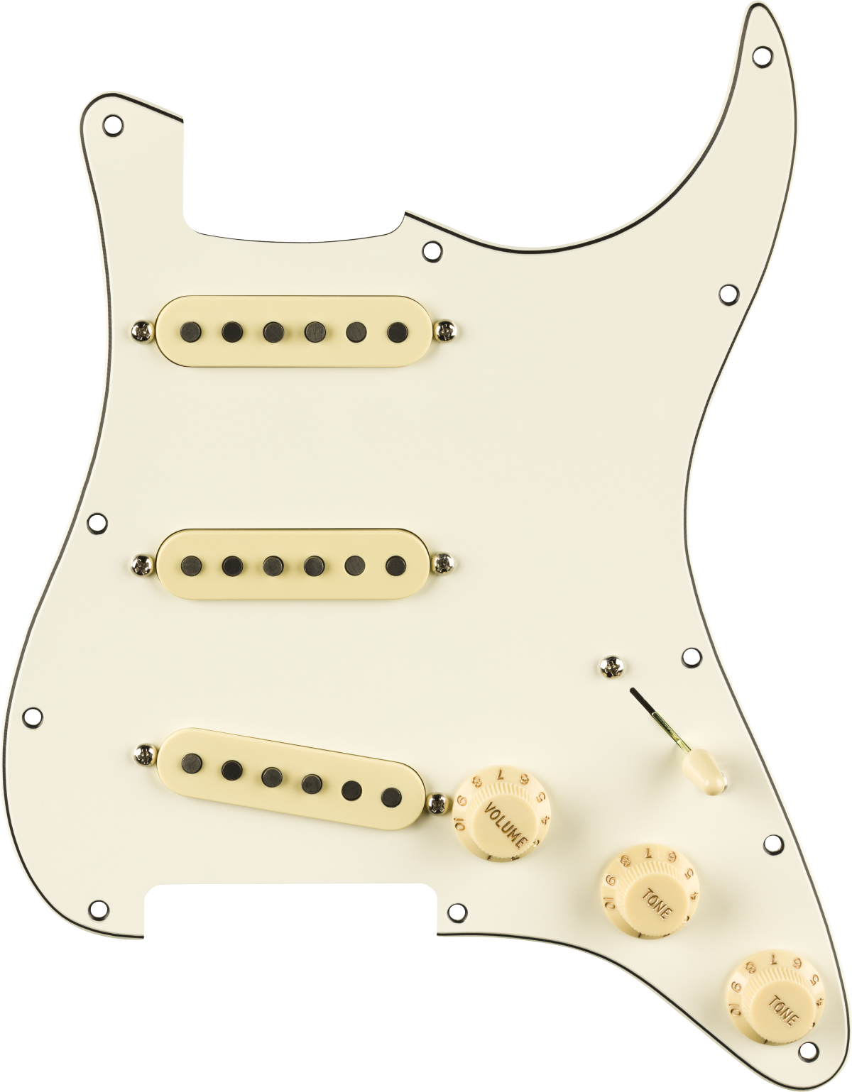 Fender Pre-Wired Strat® Pickguard, Pure Vintage '65 w/RWRP Middle, Parchment 11 Hole PG