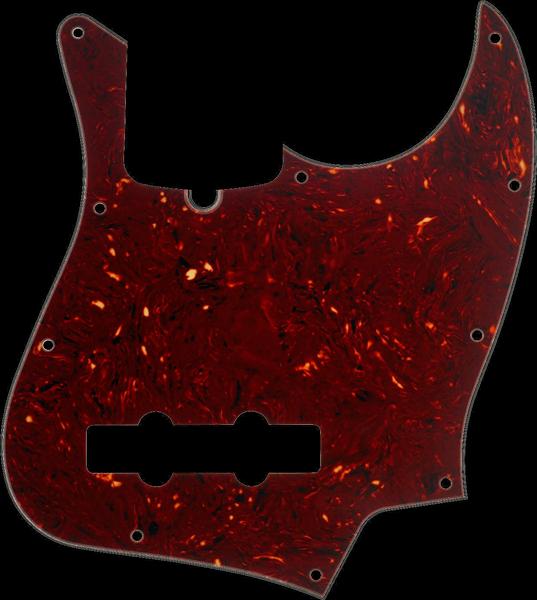Fender Pickguard, Jazz Bass®, 10-Hole Mount (with Truss Rod Notch), Brown Tortoise Shell, 4-Ply