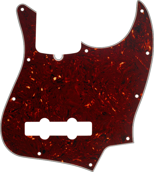 Fender Pickguard, Jazz Bass®, 10-Hole Mount (with Truss Rod Notch), Brown Tortoise Shell, 4-Ply