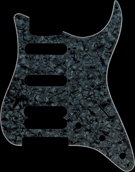 Fender Pickguard, Stratocaster® H/S/S, 11-Hole Mount (No Holes Drilled For HB Pickup Mount), Black Pearl, 4-Ply