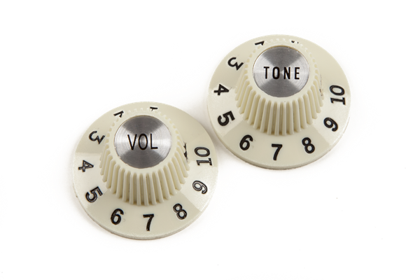 Fender Pure Vintage 1965 Jazzmaster® "Witch Hat" Knobs, (2), Vintage White