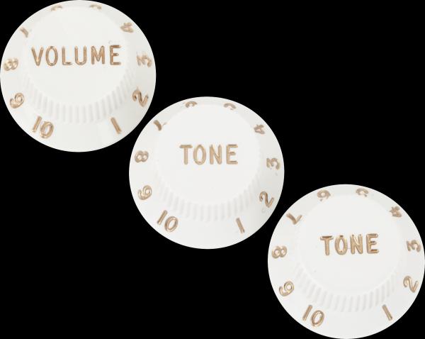 Fender Stratocaster® Knobs, White (Volume, Tone, Tone) (3)