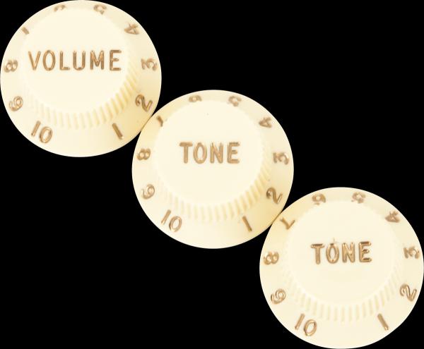 Fender Stratocaster® Knobs, Aged White (Volume, Tone, Tone) (3)