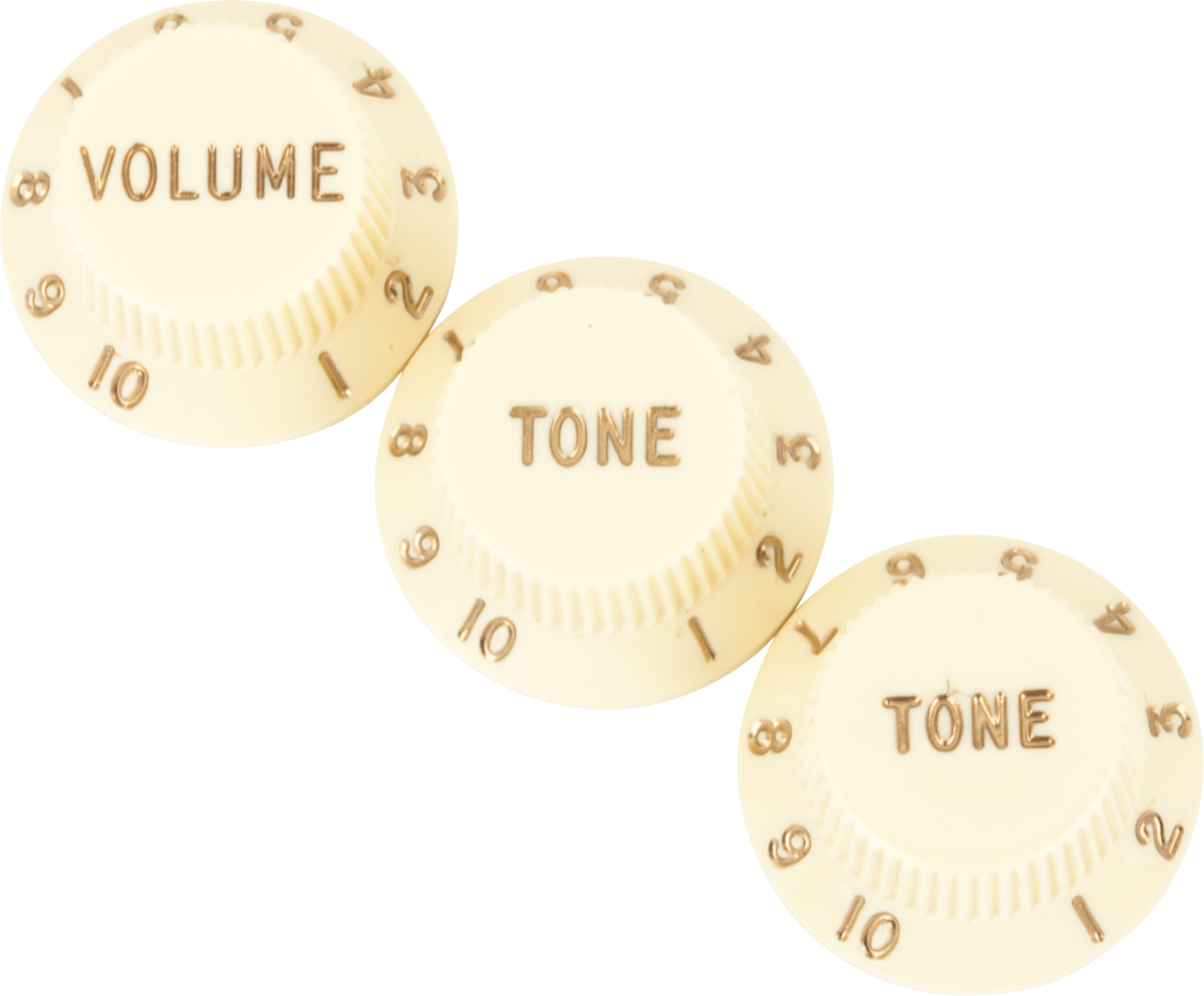 Fender Stratocaster® Knobs, Aged White (Volume, Tone, Tone) (3)