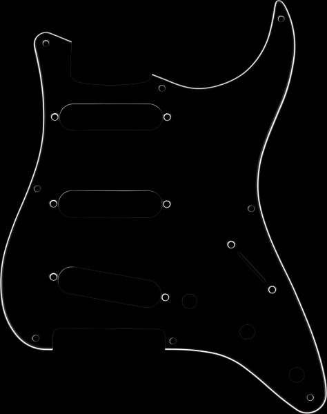 Fender Pickguard, Stratocaster® S/S/S, 8-Hole Mount, Black, 3-Ply