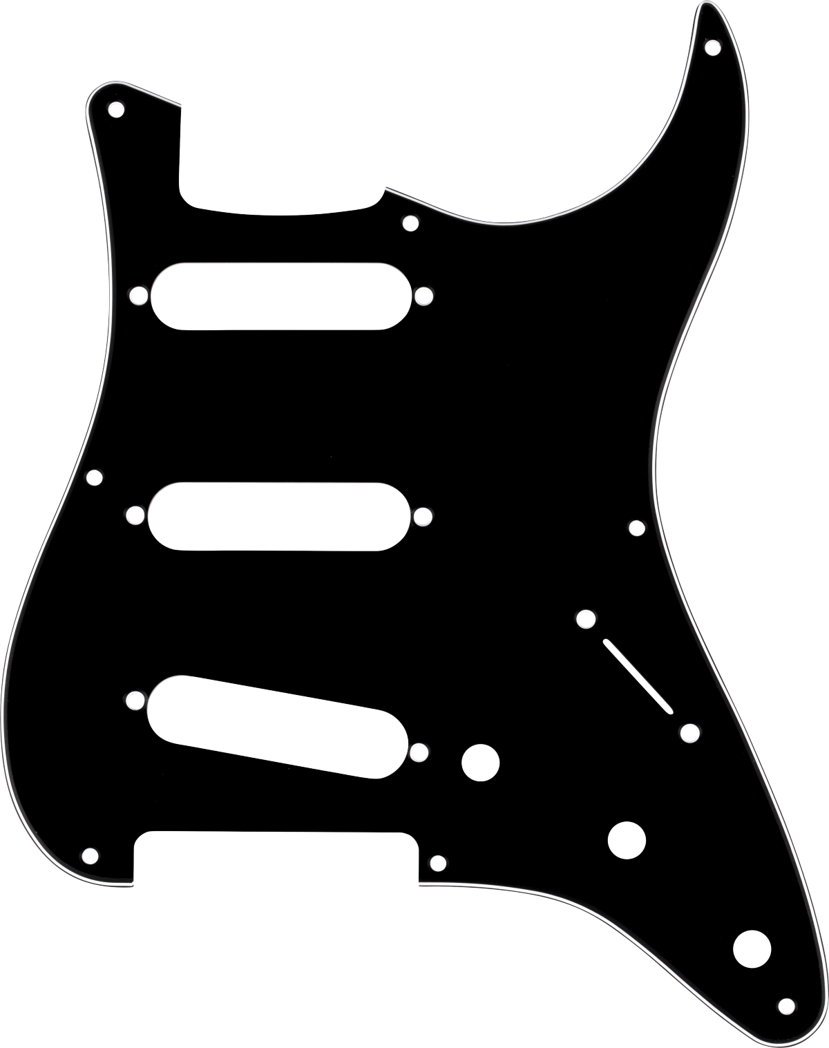 Fender Pickguard, Stratocaster® S/S/S, 8-Hole Mount, Black, 3-Ply