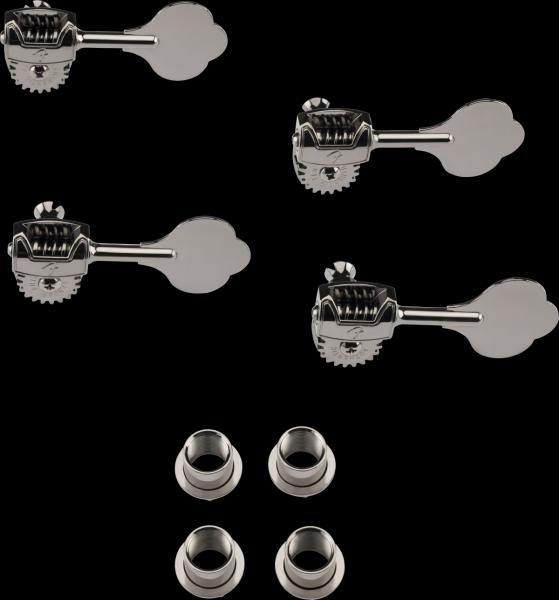 Fender Deluxe Bass Tuners with Fluted-Shafts (4), Black Chrome