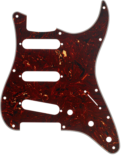 Fender Pickguard, Stratocaster® S/S/S, 11-Hole Mount, Brown Tortoise Shell, 4-Ply