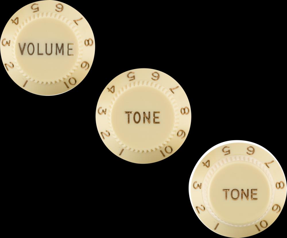 Fender Stratocaster® Knobs, Aged White (Volume, Tone, Tone) (3) Left-Handed