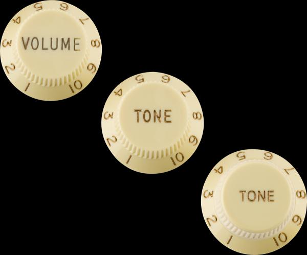Fender Stratocaster® Knobs, Aged White (Volume, Tone, Tone) (3) Left-Handed