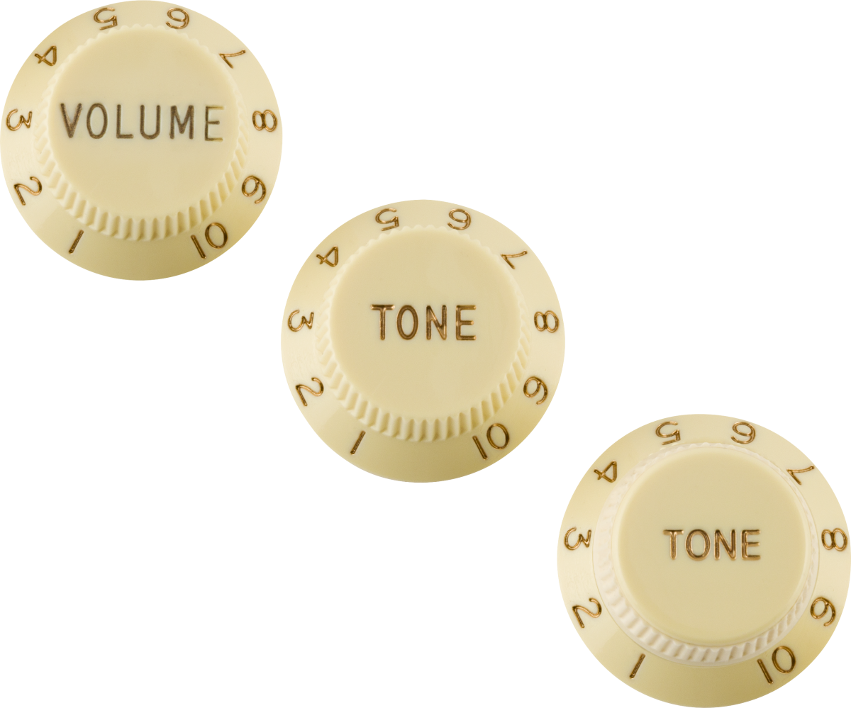 Fender Stratocaster® Knobs, Aged White (Volume, Tone, Tone) (3) Left-Handed