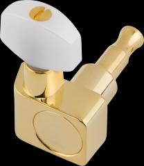 Fender Deluxe Cast/Sealed Guitar Tuning Machines with Pearl Buttons (Set of 6), Gold