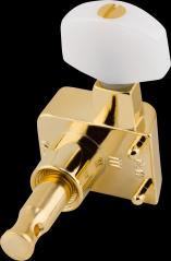 Fender Deluxe Cast/Sealed Guitar Tuning Machines with Pearl Buttons (Set of 6), Gold