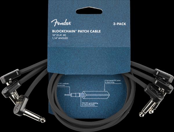 Fender Blockchain 16" Patch Cable, 3-pack, Angle/Angle