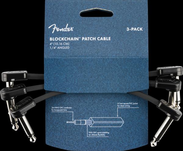 Fender Blockchain 4" Patch Cable, 3-Pack, Angle/Angle