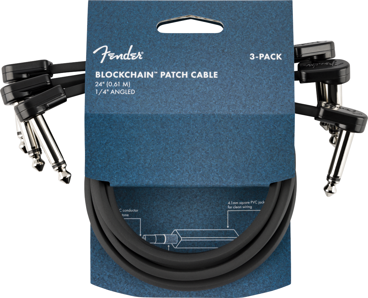 Fender Blockchain 24" Patch Cable, 3-pack, Angle/Angle