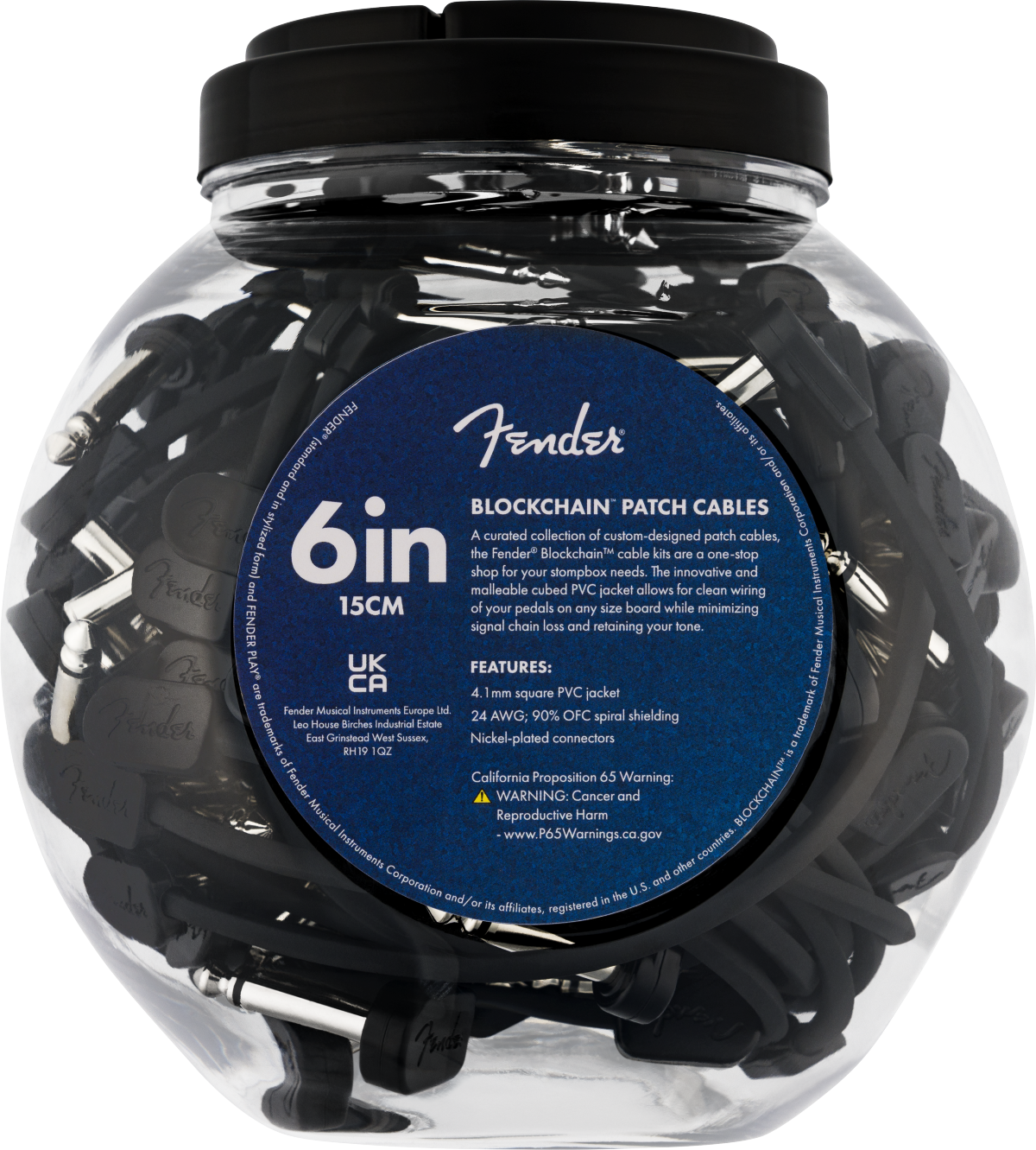 Fender Fender® Blockchain Patch Cable Bowl, Black (50-count)