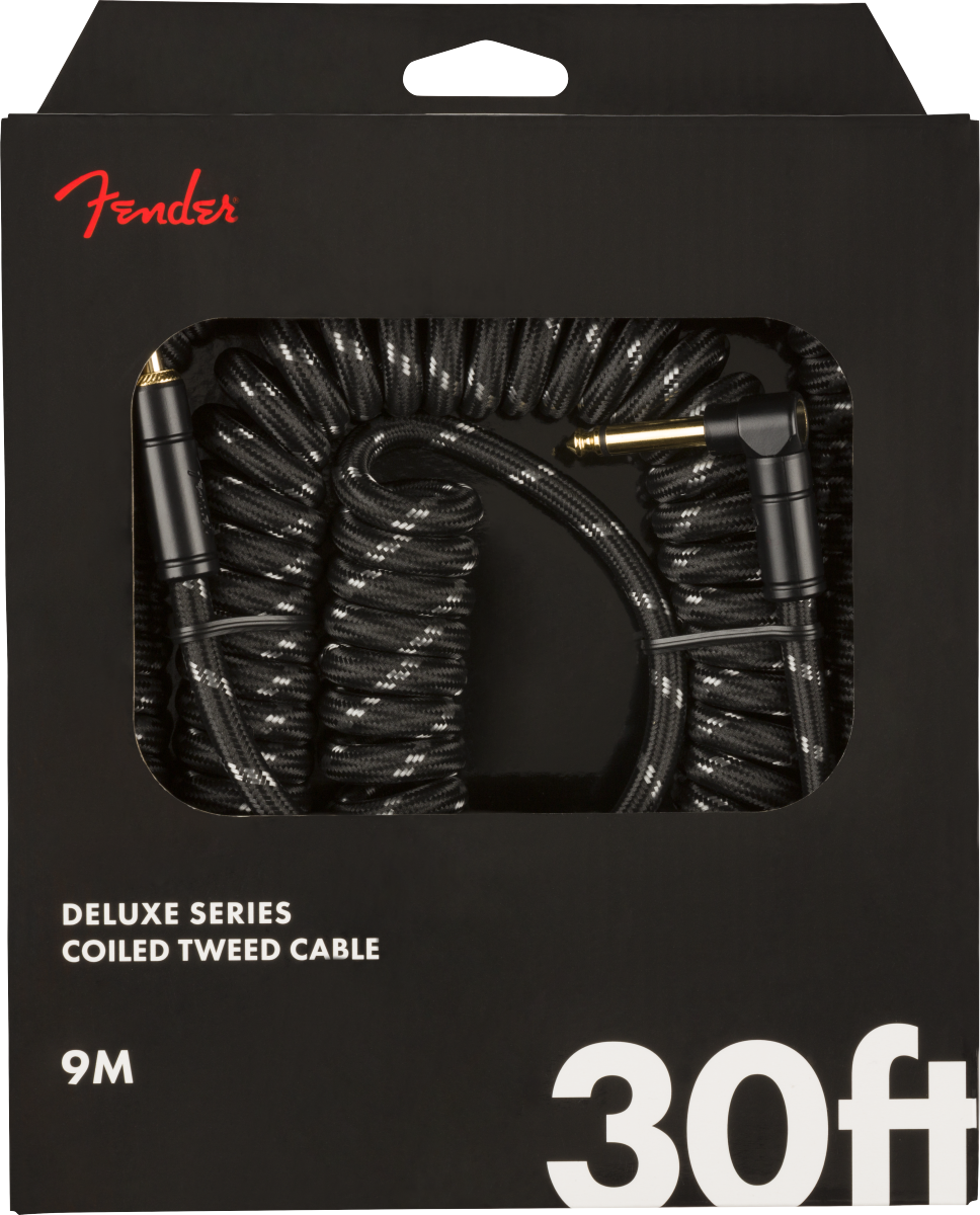 Fender Deluxe Coil Cable, 30', Black Tweed