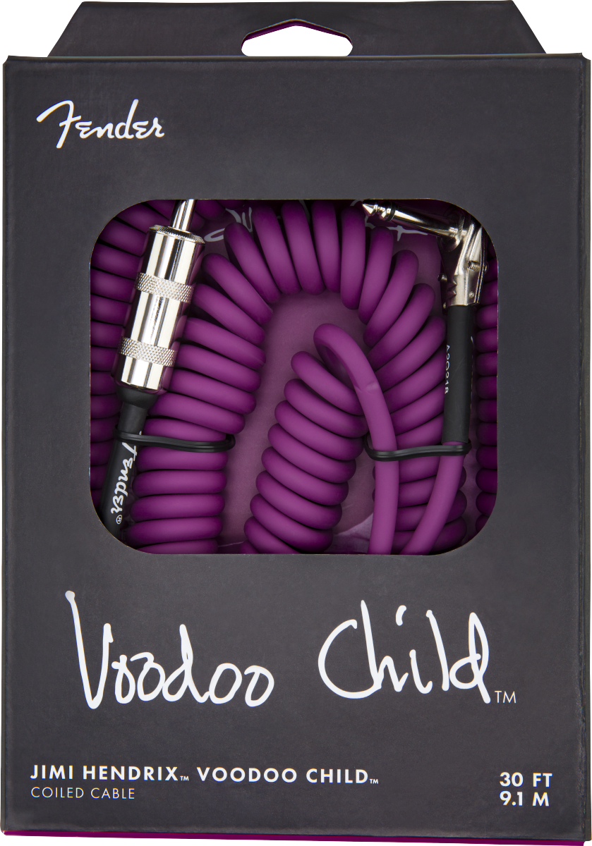 Fender Hendrix™ Voodoo Child™ Coil Instrument Cable, Straight/Angle, 30', Purple