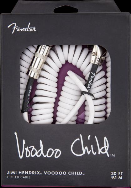 Fender Hendrix™ Voodoo Child™ Coil Instrument Cable, Straight/Angle, 30', White