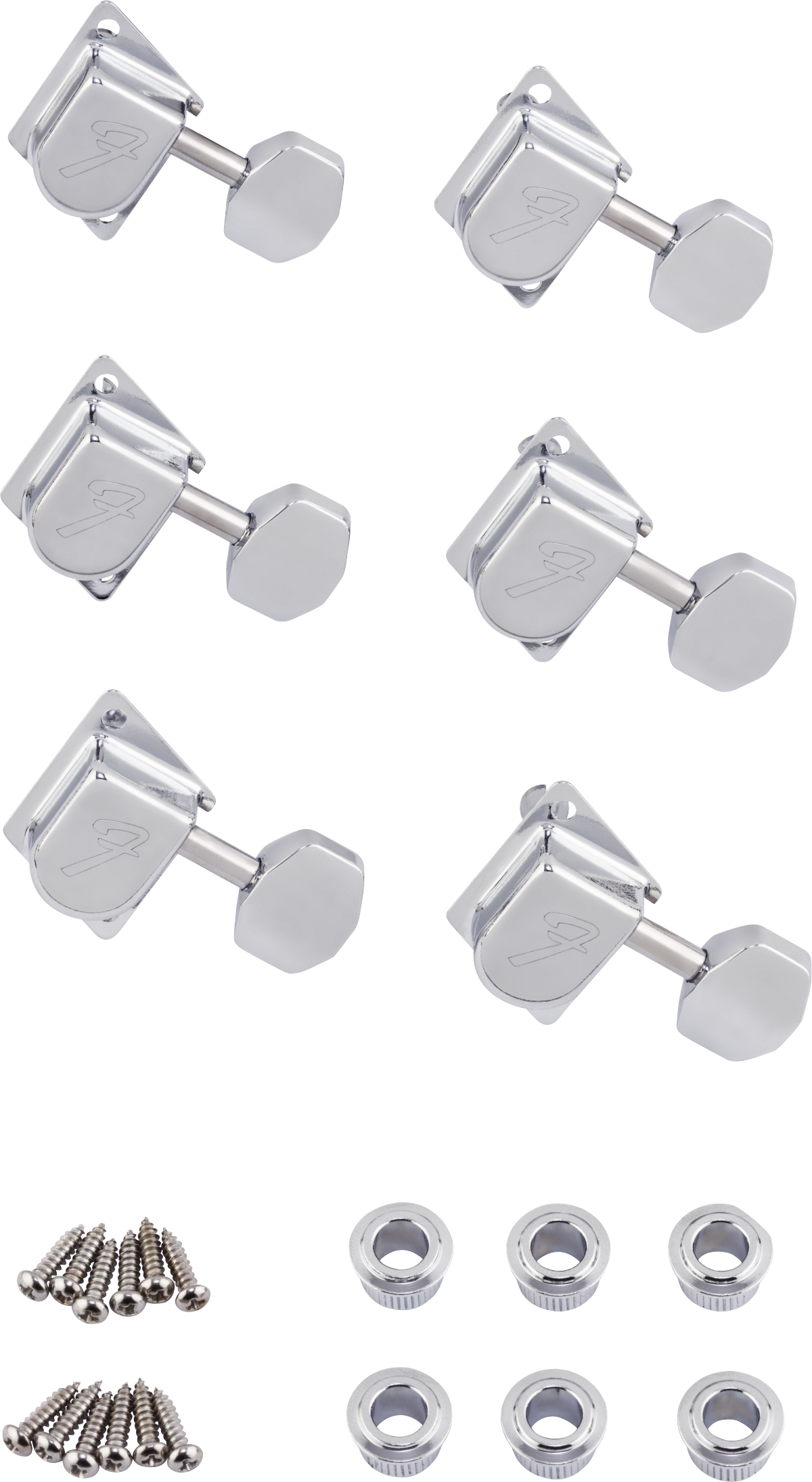 Fender 70s "F" Style Stratocaster®/Telecaster® Tuning Machines Chrome (6)