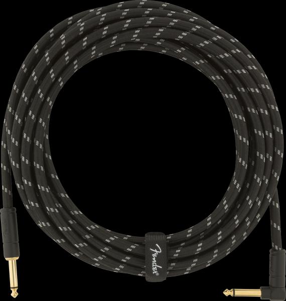 Fender Deluxe Series Instrument Cable, Straight/Angle, 18.6', Black Tweed