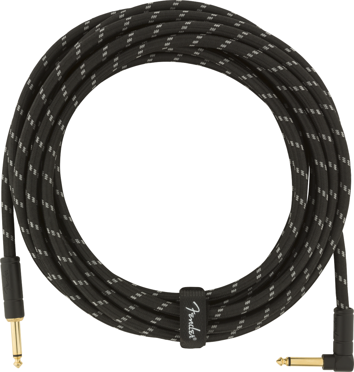 Fender Deluxe Series Instrument Cable, Straight/Angle, 18.6', Black Tweed
