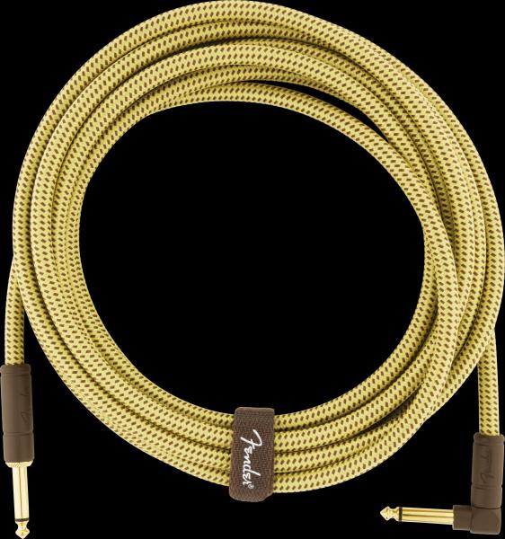 Fender Deluxe Series Instrument Cable, Straight/Angle, 15', Tweed