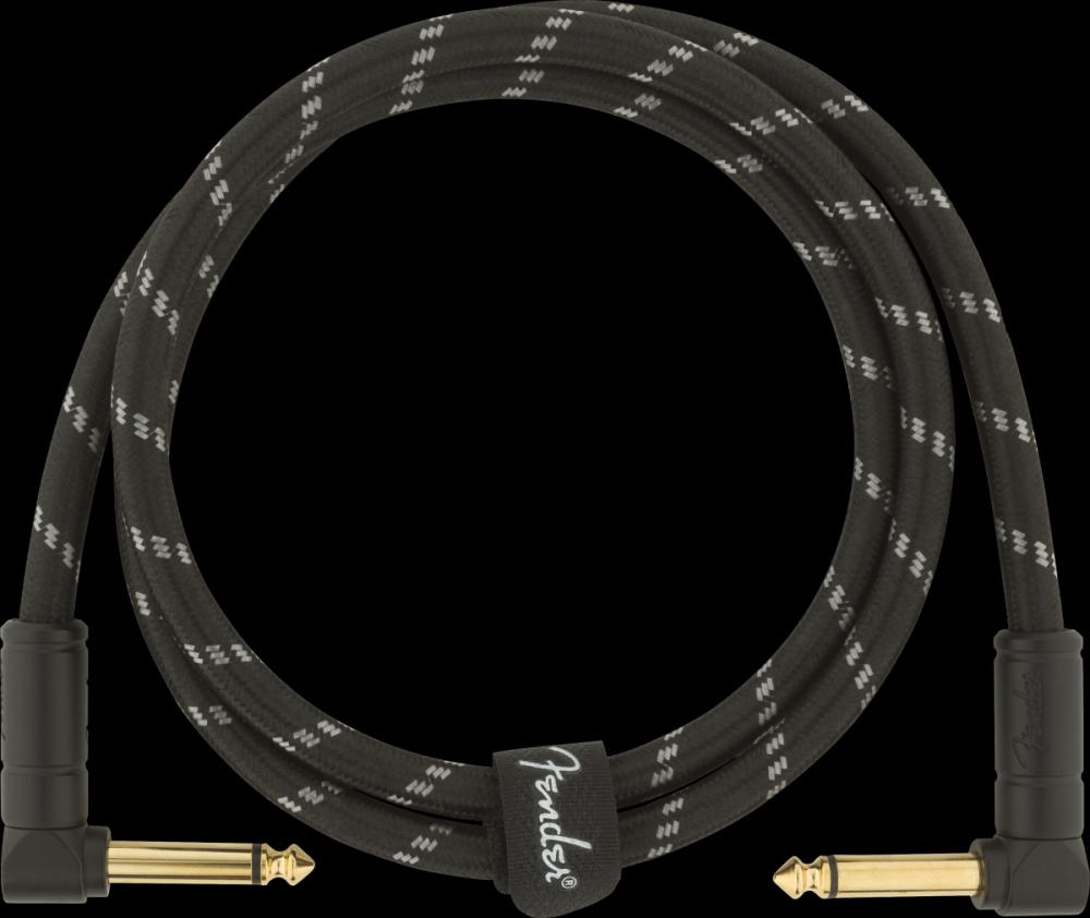 Fender Deluxe Series Instrument Cable, Angle/Angle, 3', Black Tweed