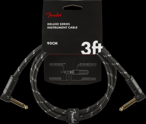 Fender Deluxe Series Instrument Cable, Angle/Angle, 3', Black Tweed