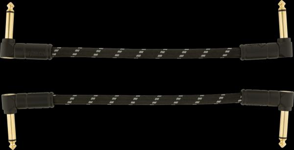 Fender Deluxe Series Patch Cables (2-Pack), Angle/Angle, 6", Black Tweed