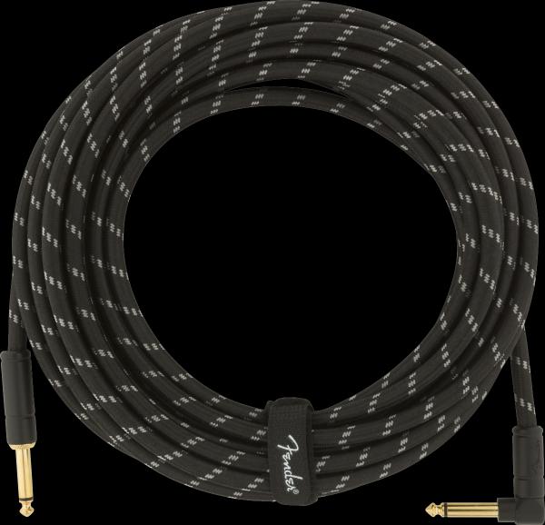 Fender Deluxe Series Instrument Cable, Straight/Angle, 25', Black Tweed