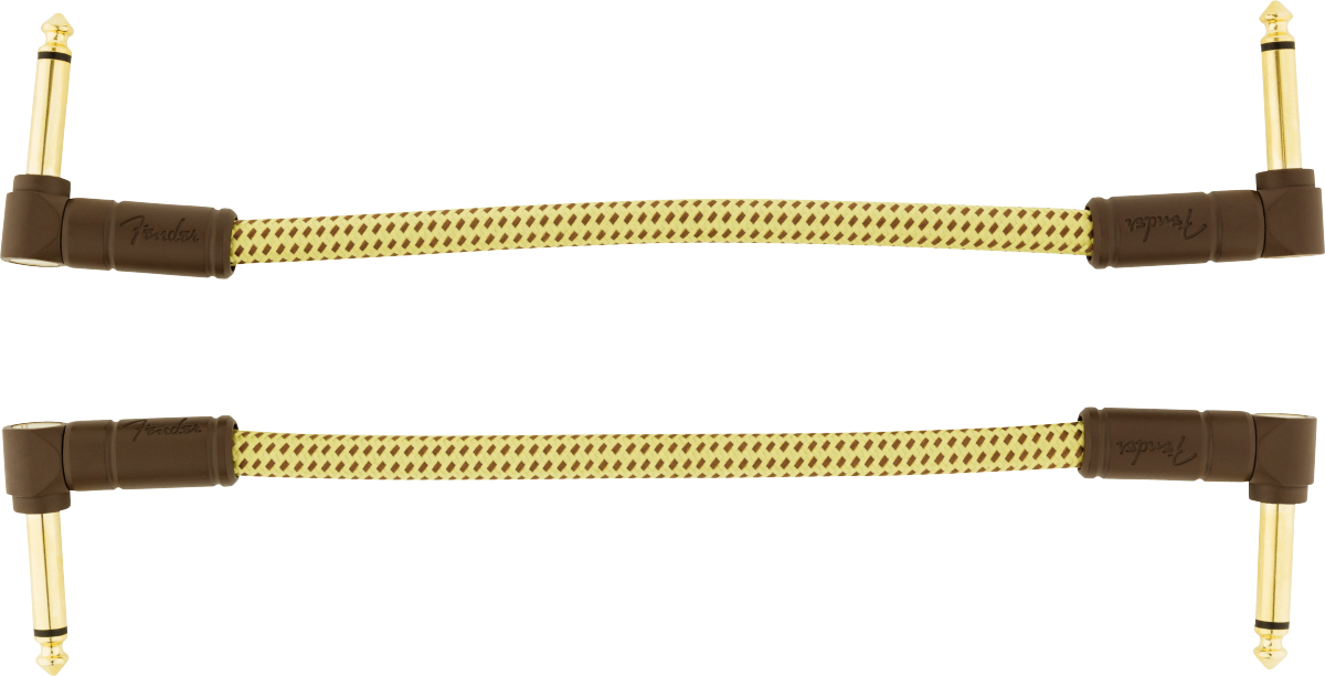 Fender Deluxe Series Patch Cables (2-Pack), Angle/Angle, 6", Tweed