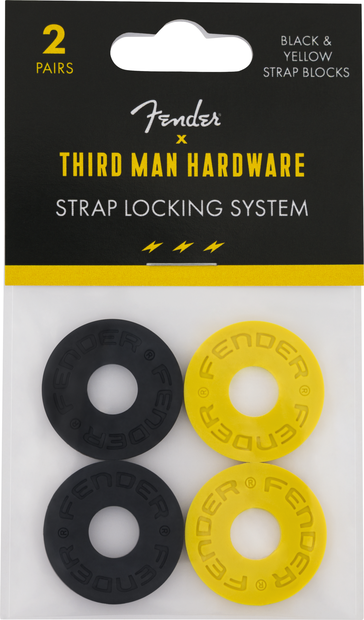 Fender Strap Blocks Third Man Records, 2 x Black and 2 x Yellow