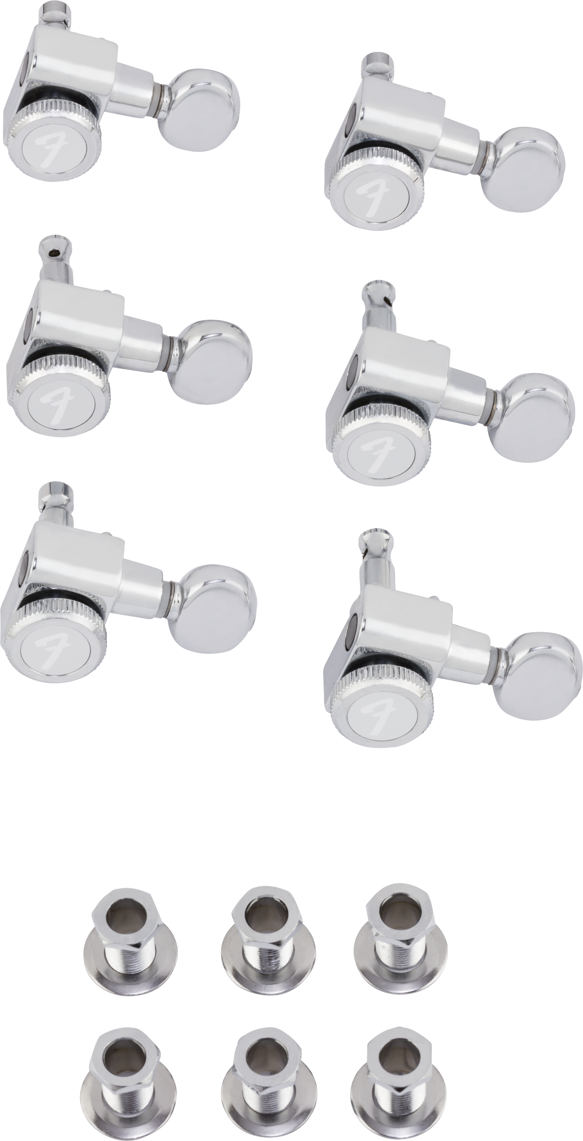 Fender Fender® Staggered Locking Tuners with Vintage-Style Buttons, Polished Chrome (6)