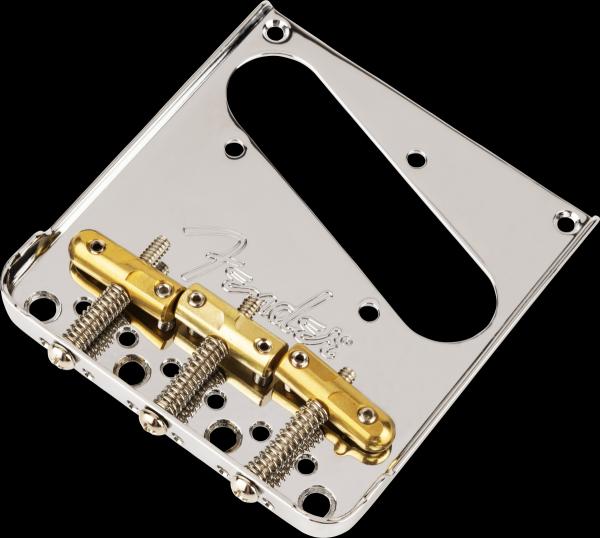 Fender 3-Saddle Top-Load/String-Through Tele® Bridge with Compensated Brass “Bullet” Saddles