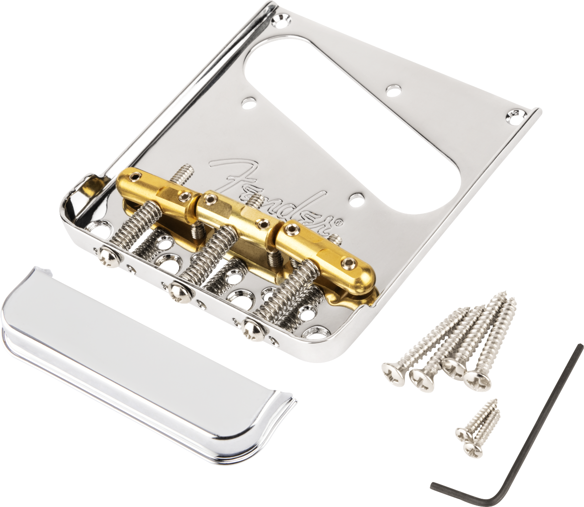 Fender 3-Saddle Top-Load/String-Through Tele® Bridge with Compensated Brass “Bullet” Saddles
