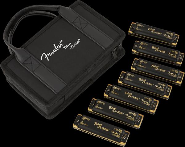 Fender Blues DeVille Harmonica, Pack of 7, with Case
