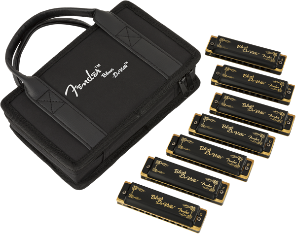 Fender Blues DeVille Harmonica, Pack of 7, with Case