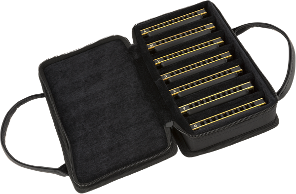 Fender Blues DeVille Harmonica, Pack of 7, with Case