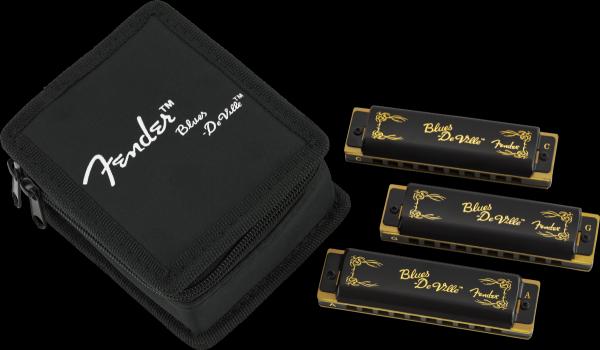Fender Blues DeVille Harmonica, Pack of 3, with Case