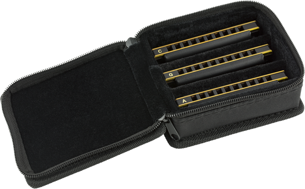 Fender Blues DeVille Harmonica, Pack of 3, with Case