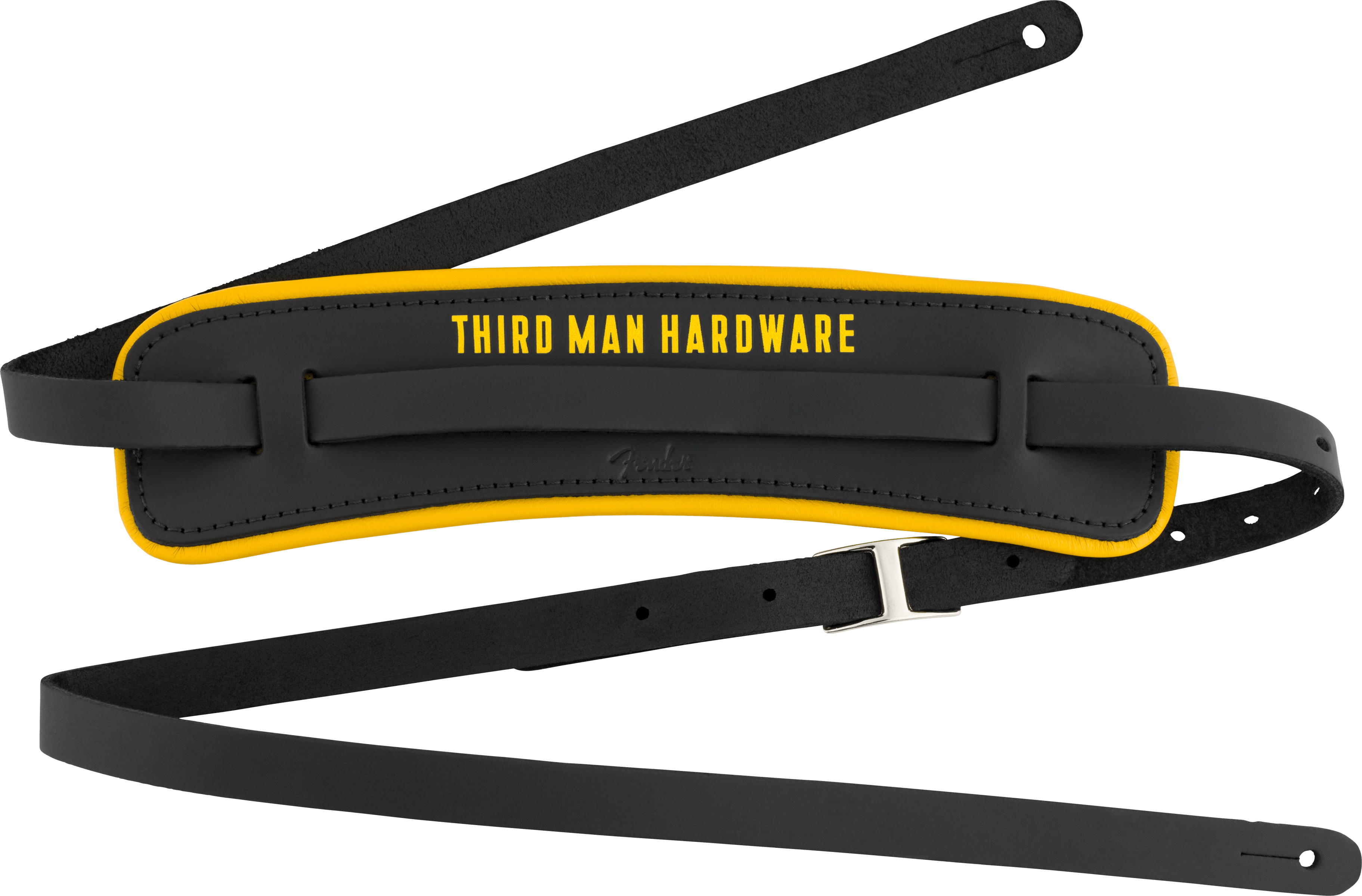 Fender Fender x Third Man Hardware Leather Strap, Black/Yellow
