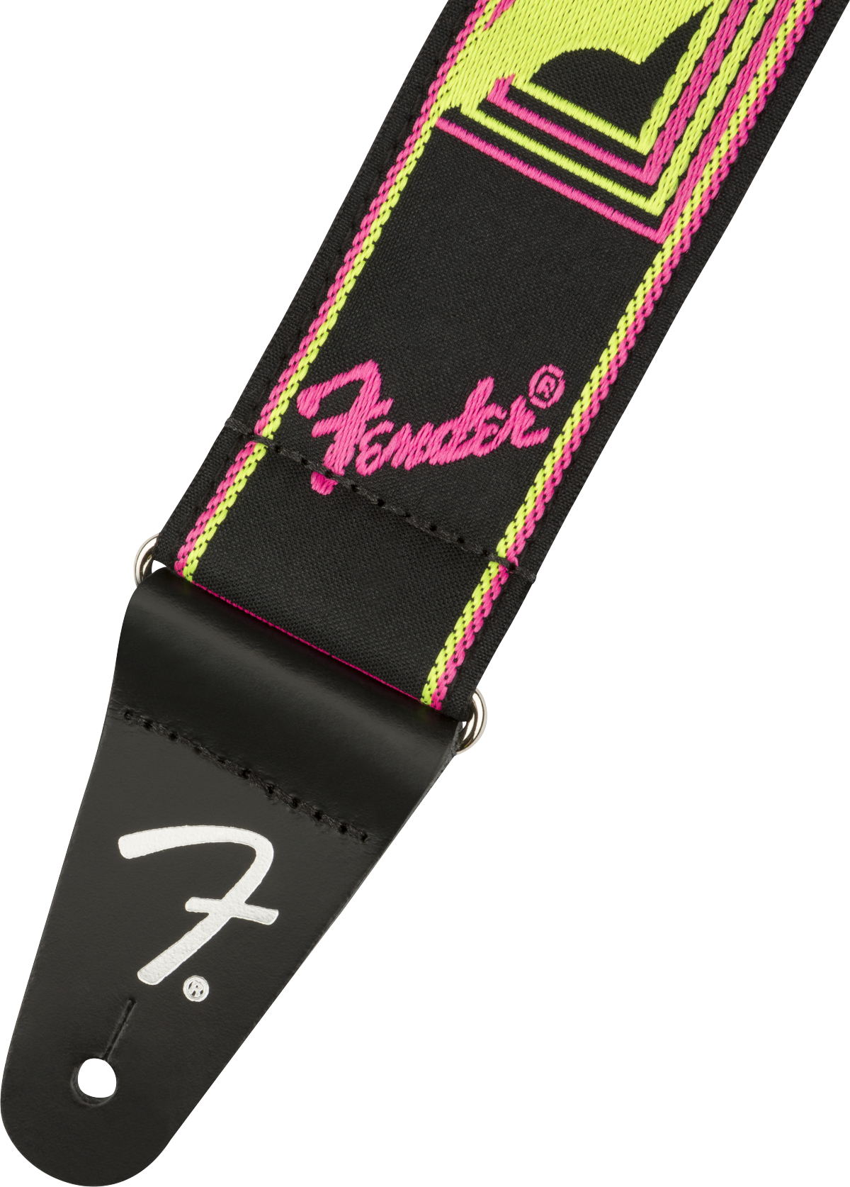 Fender Neon Monogrammed Strap, Pink and Yellow, 2"