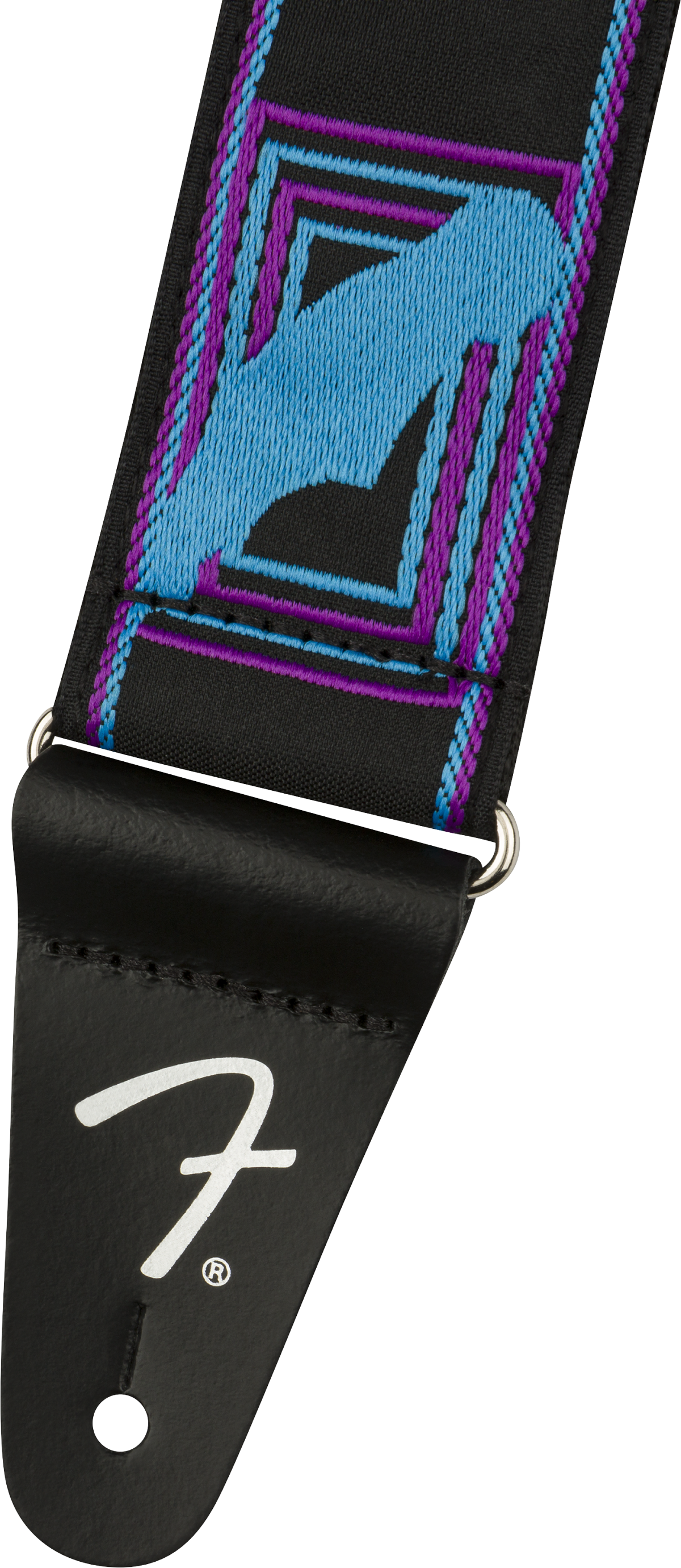 Fender Neon Monogrammed Strap, Blue and Purple, 2"