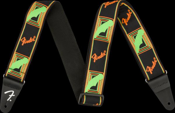 Fender Neon Monogrammed Strap, Green and Orange, 2"