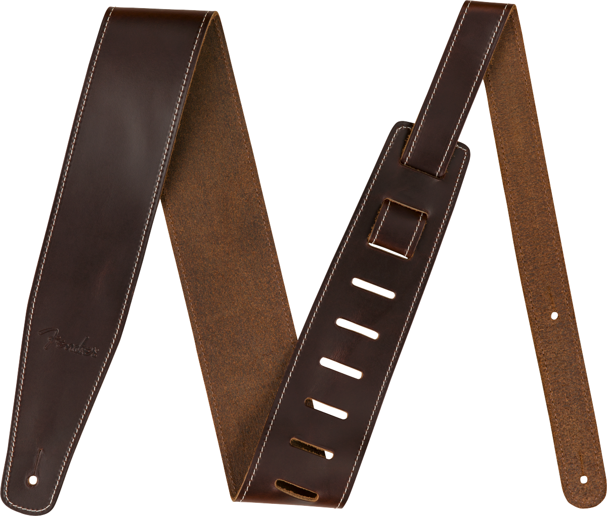 Fender Broken-In Leather Strap, Brown, 2.5"