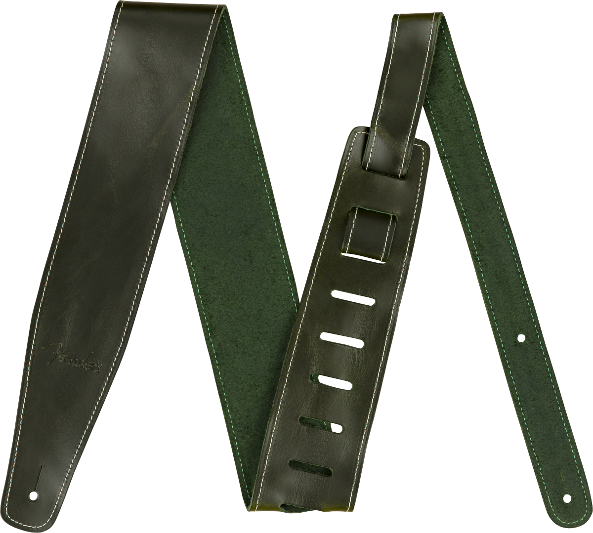 Fender Broken-In Leather Strap, Green, 2.5"