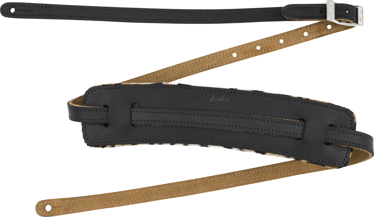 Fender Joe Strummer Vintage Saddle Strap, Black/Leopard, 2.5"